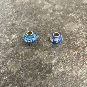 2 Murano glass charms that fit on Pandora bracelet